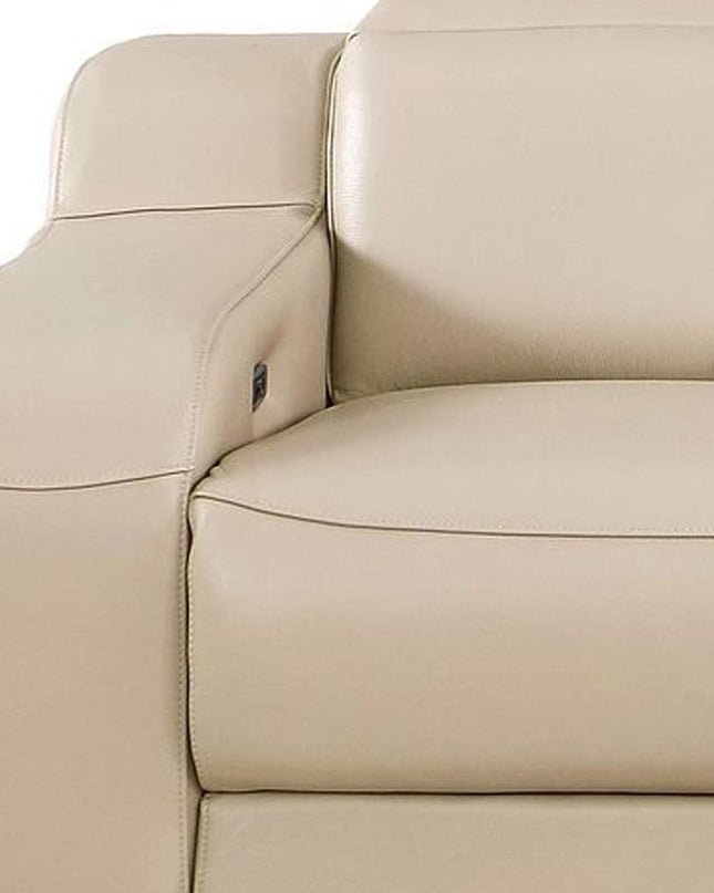 103" Light Gray Italian Leather Reclining USB Sofa