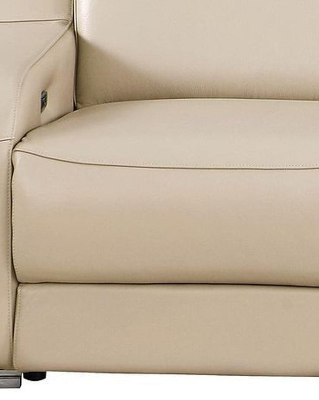 103" Light Gray Italian Leather Reclining USB Sofa