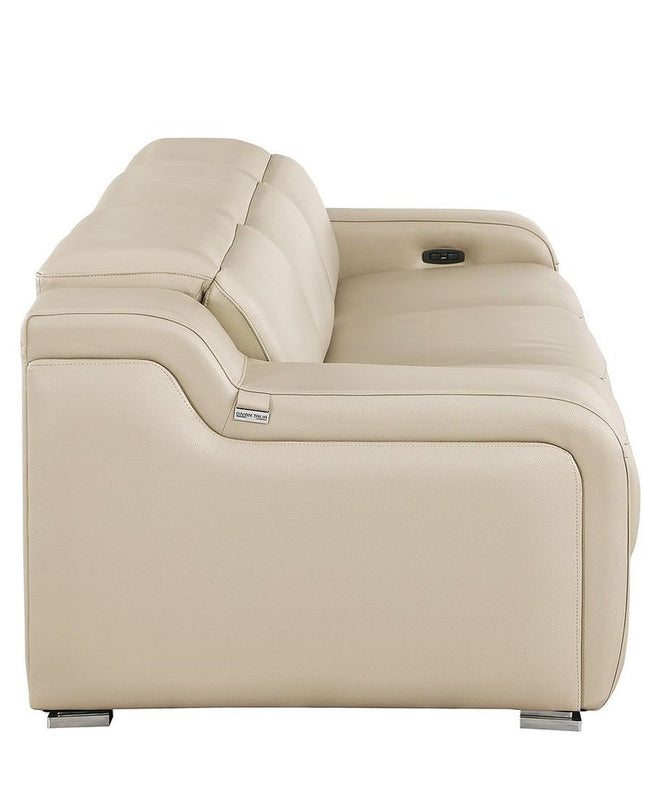 103" Light Gray Italian Leather Reclining USB Sofa