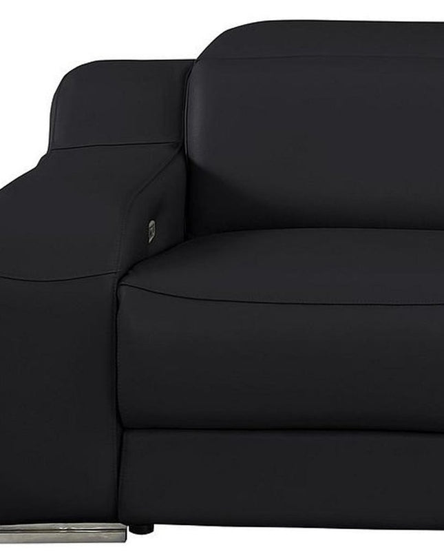 103" Light Gray Italian Leather Reclining USB Sofa