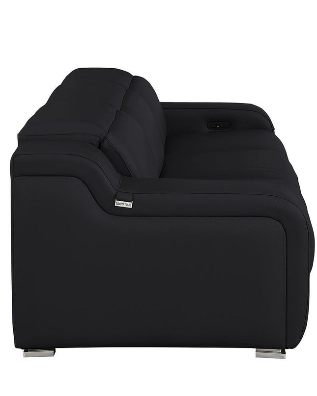 103" Light Gray Italian Leather Reclining USB Sofa