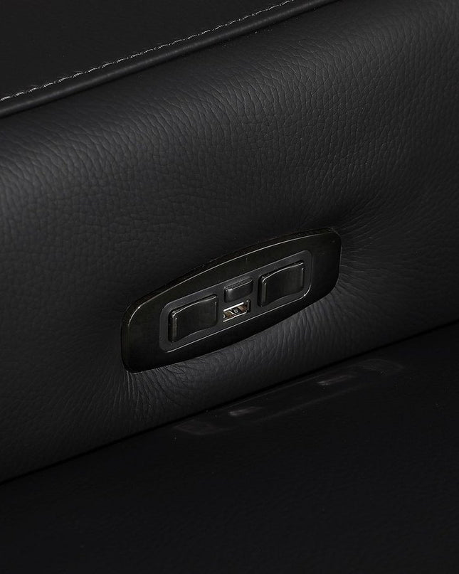 103" Light Gray Italian Leather Reclining USB Sofa