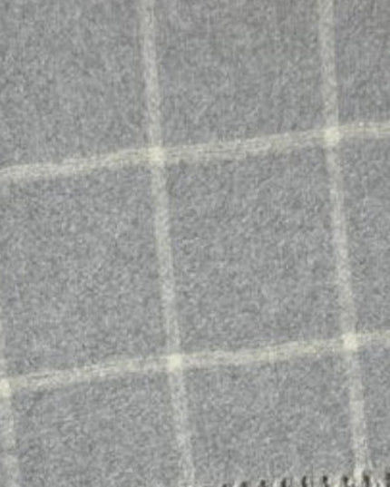 50" X 67" Light Gray And White Cotton Blend Woven Plaid Throw Blanket with Fringe