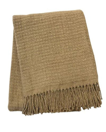 50" X 67" Stone Cotton Blend Woven Throw Blanket with Fringe