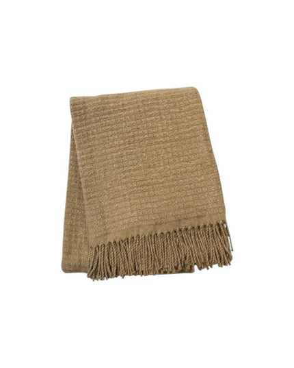 50" X 67" Stone Cotton Blend Woven Throw Blanket with Fringe