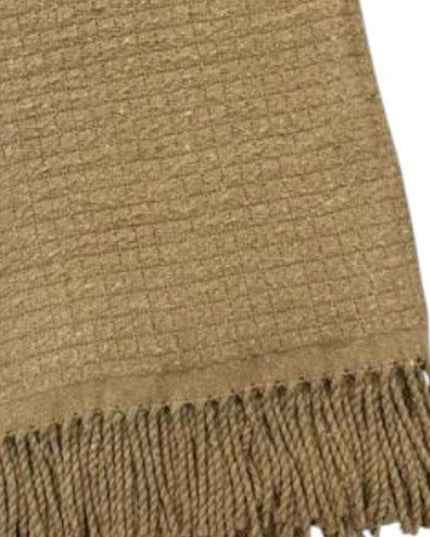 50" X 67" Stone Cotton Blend Woven Throw Blanket with Fringe