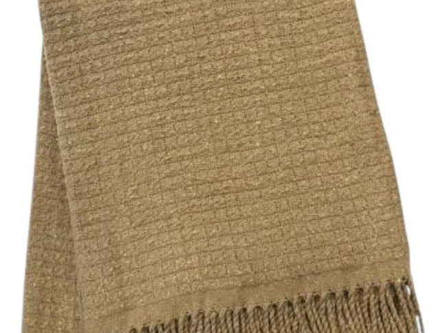 50" X 67" Stone Cotton Blend Woven Throw Blanket with Fringe