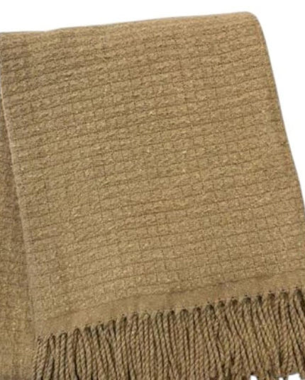 50" X 67" Stone Cotton Blend Woven Throw Blanket with Fringe