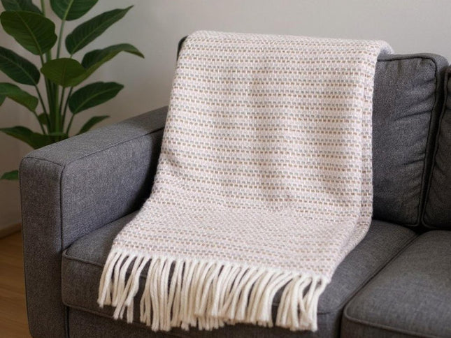 55" X 70" Chestnut Cotton Blend Woven Plush Throw Blanket with Fringe
