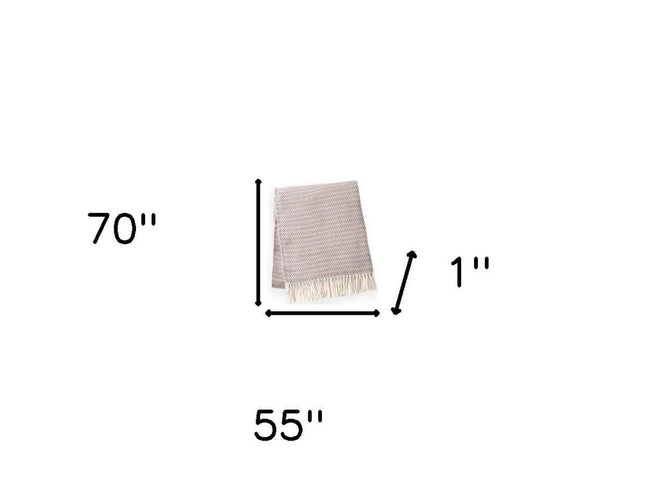 55" X 70" Chestnut Cotton Blend Woven Plush Throw Blanket with Fringe
