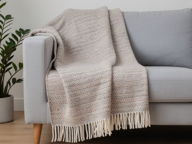 55" X 70" Chestnut Cotton Blend Woven Plush Throw Blanket with Fringe