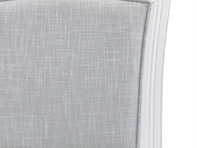 Gray and White Fabric and Solid Wood Bar Height Bar Chair