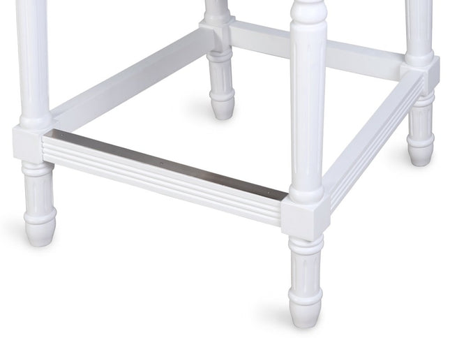 Gray and White Fabric and Solid Wood Bar Height Bar Chair