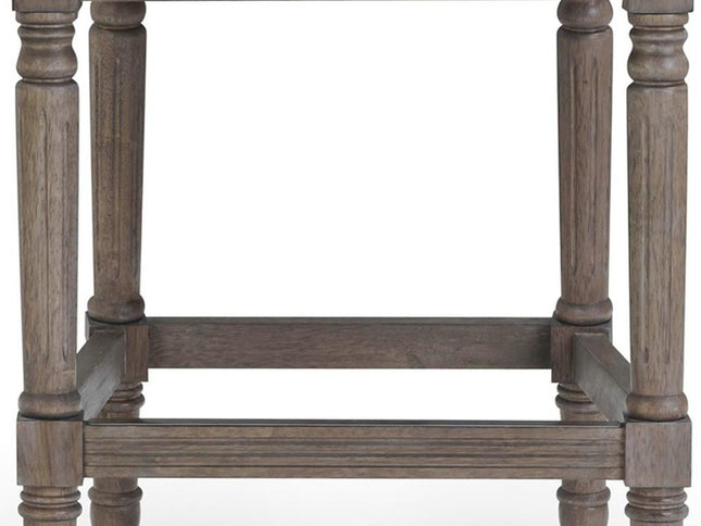 31" Gray Fabric and Solid Wood Bar Height Bar Chair