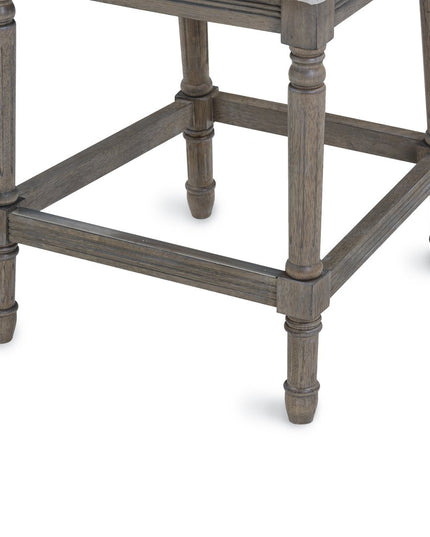 31" Gray Fabric and Solid Wood Bar Height Bar Chair