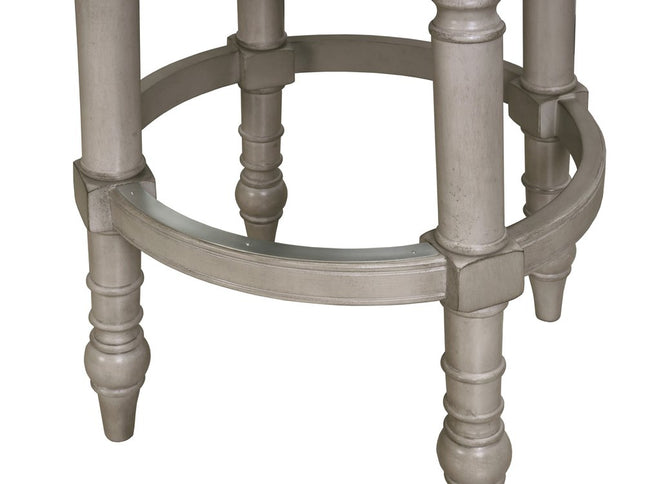 Beige and Gray Fabric Faux Leather and Solid Wood Low Back Bar Height Swivel Bar Chair