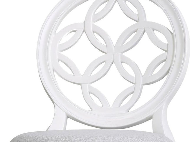 Gray and White Fabric and Solid Wood Bar Height Swivel Bar Chair