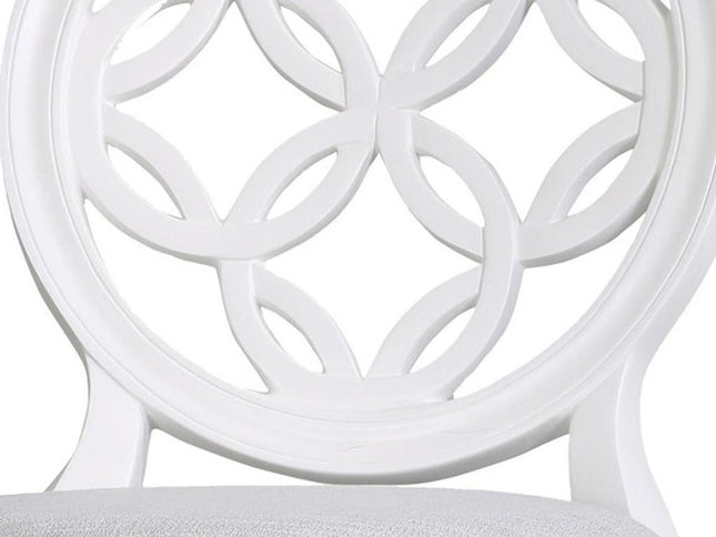 Gray and White Fabric and Solid Wood Bar Height Swivel Bar Chair