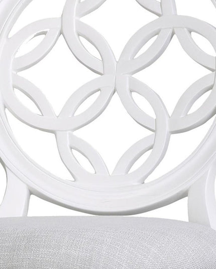 Gray and White Fabric and Solid Wood Bar Height Swivel Bar Chair