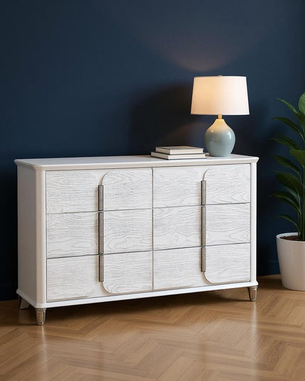 63" Gray Wood Six Drawer Double Dresser