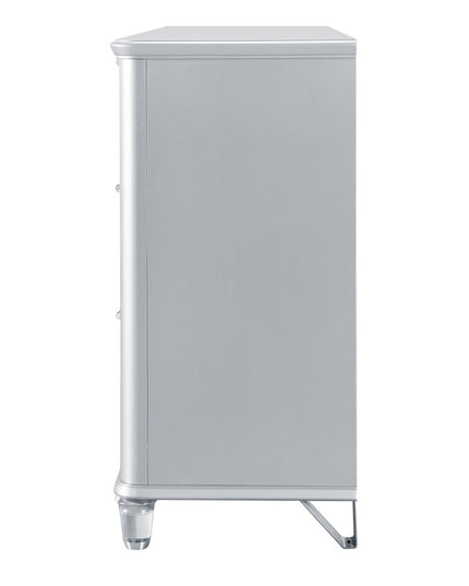 63" Silver Wood Six Drawer Double Dresser