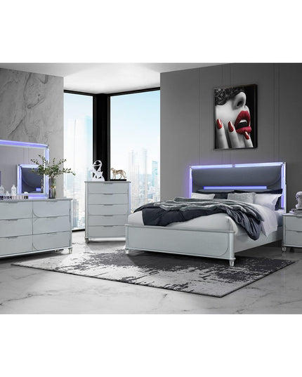 63" Silver Wood Six Drawer Double Dresser