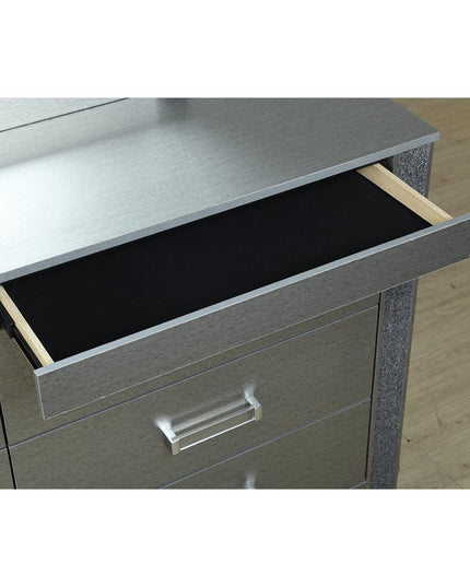 62" Silver Wood Six Drawer Double Dresser