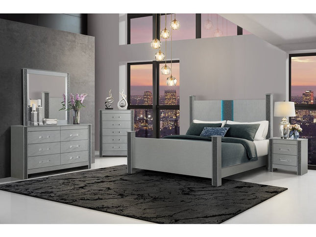 62" Silver Wood Six Drawer Double Dresser