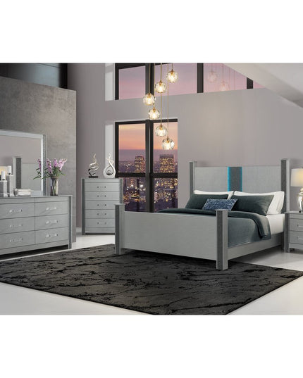 62" Silver Wood Six Drawer Double Dresser