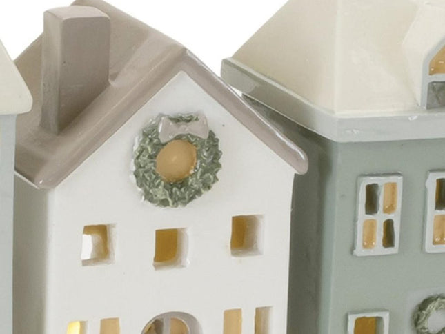 6" Green Gray And White Resin Tabletop Sculpture with LED