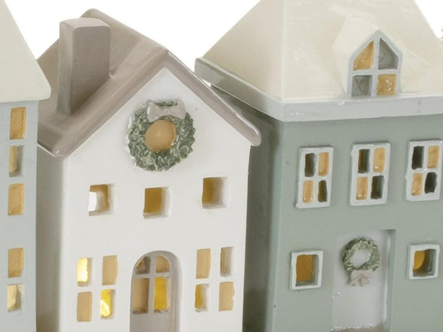 6" Green Gray And White Resin Tabletop Sculpture with LED