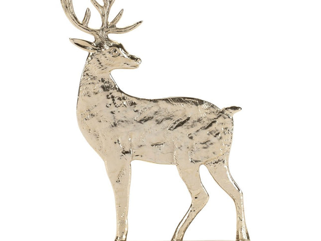 Set of Two Gold Aluminum Deer Christmas Figurine