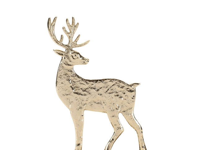 Set of Two Gold Aluminum Deer Christmas Figurine