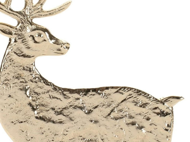 Set of Two Gold Aluminum Deer Christmas Figurine