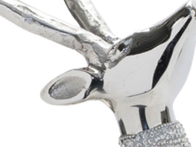 Set of Two Silver Aluminum Deer Tabletop Sculpture