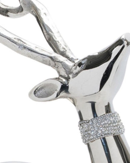 Set of Two Silver Aluminum Deer Tabletop Sculpture