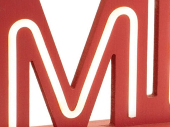 Set of Two Red And White Christmas Tabletop Sign with LED