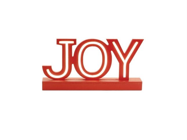 Set of Two Red And White Christmas Tabletop Sign with LED