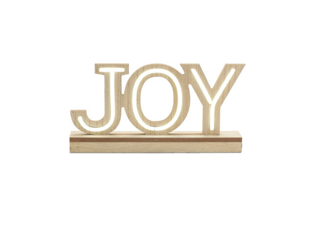 Set of Two Beige And White Christmas Tabletop Sign with LED