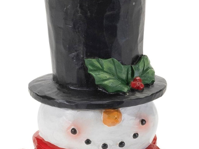 Set of Two White Red And Silver Polyresin Christmas Snowman Figurine