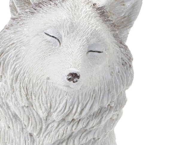 Set of Two White Polyresin Fox Figurine