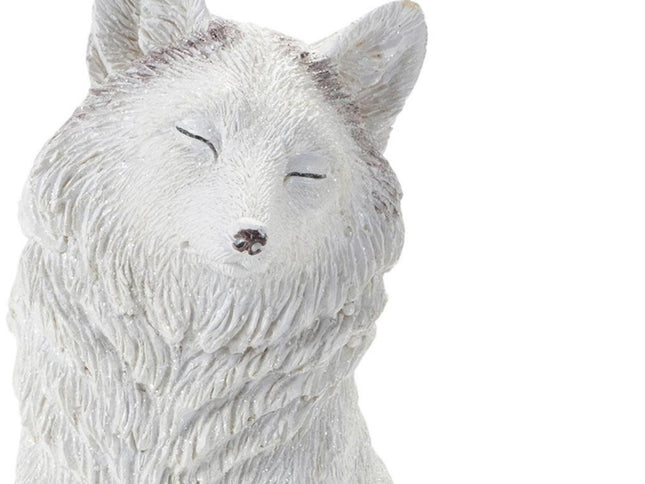 Set of Two White Polyresin Fox Figurine
