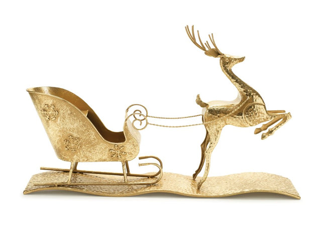15" Gold Iron Deer Christmas Tabletop Sculpture