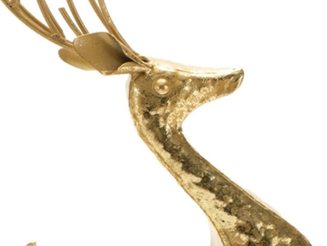 15" Gold Iron Deer Christmas Tabletop Sculpture