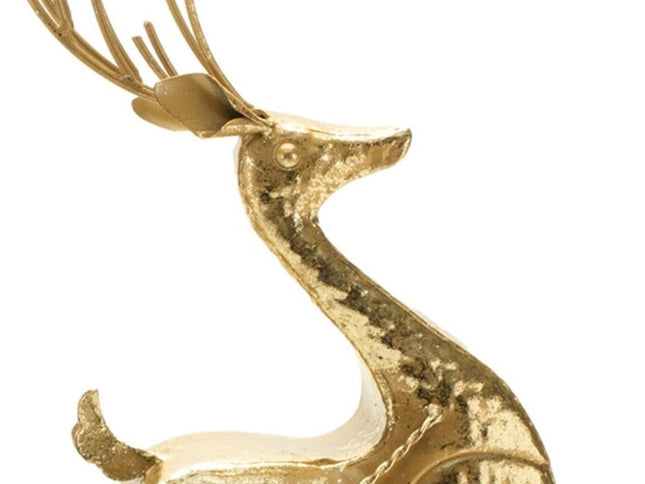 15" Gold Iron Deer Christmas Tabletop Sculpture