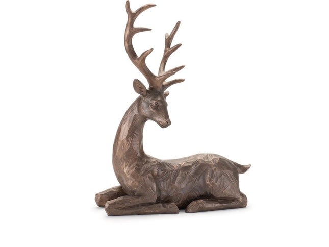 Set of Two Brown Polyresin Deer Figurine