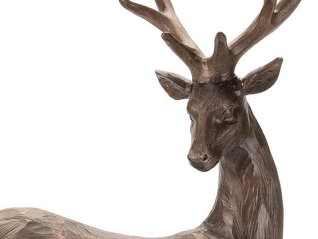 Set of Two Brown Polyresin Deer Figurine