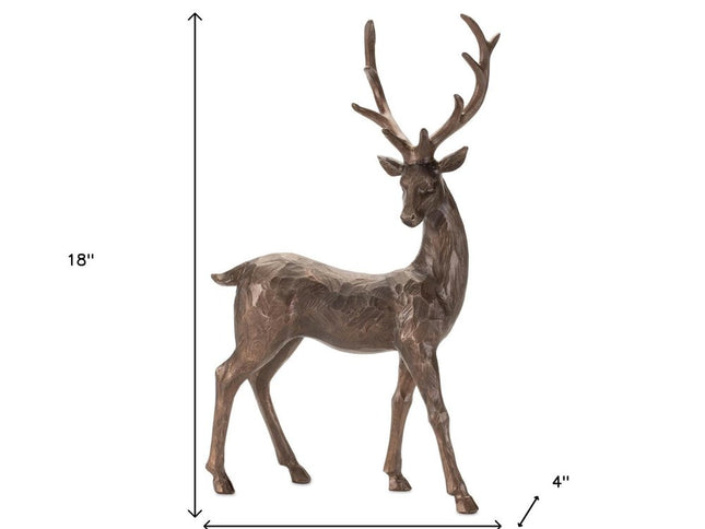 Set of Two Brown Polyresin Deer Figurine
