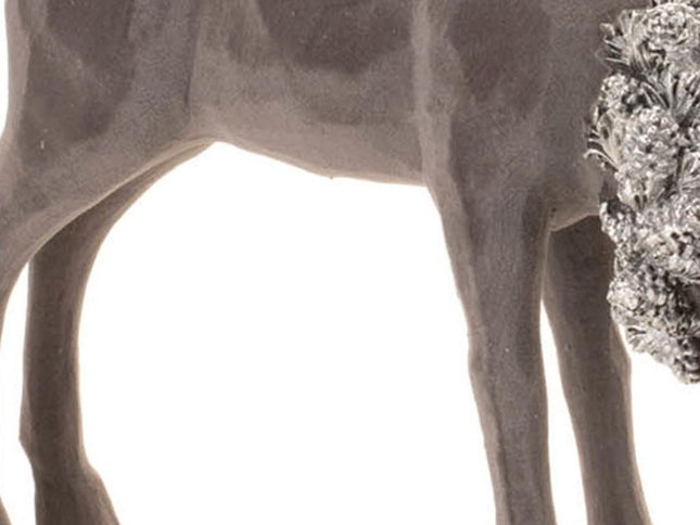 Set of Two Gray Resin Deer Christmas Figurine