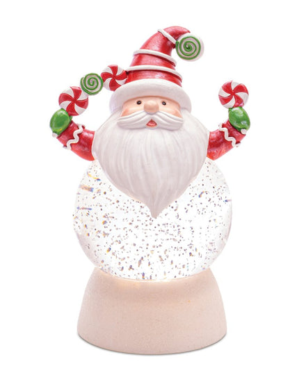 Set of Two White Green And Red Plastic Christmas Santa Tabletop Sculpture with LED